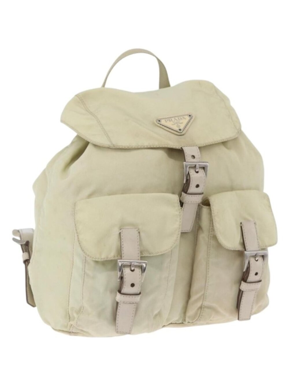 PRADA Backpack Nylon Ivory Silver